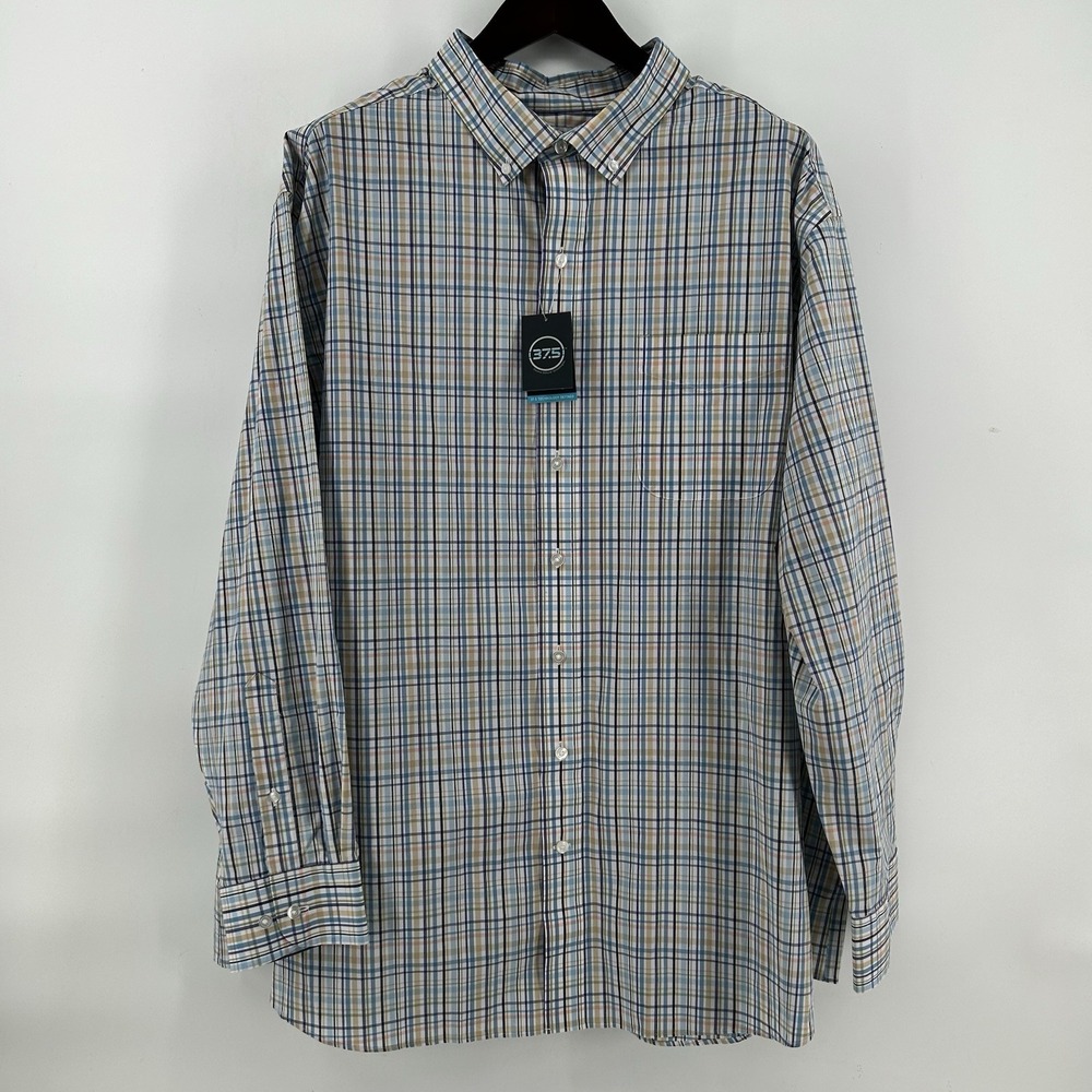 Oak Hill DXL Shirt Mens 3XL 37.5 Performance Stretch Plaid Big Tall Dadcore NWT
